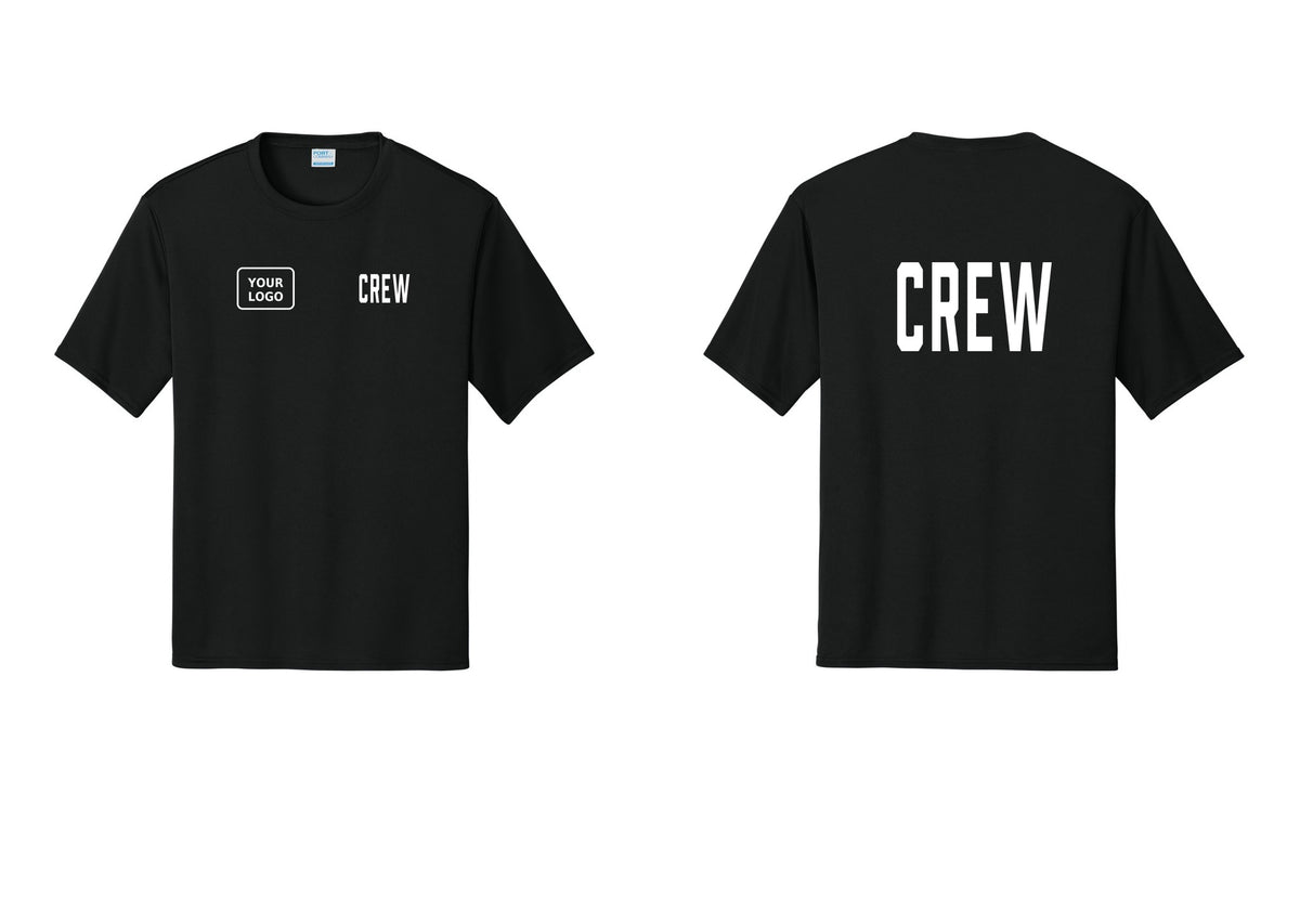 NYC Factory Custom Work Crew Uniform Performance Tee with Your Logo (Classic) - CREW + Your Logo + Back - Black