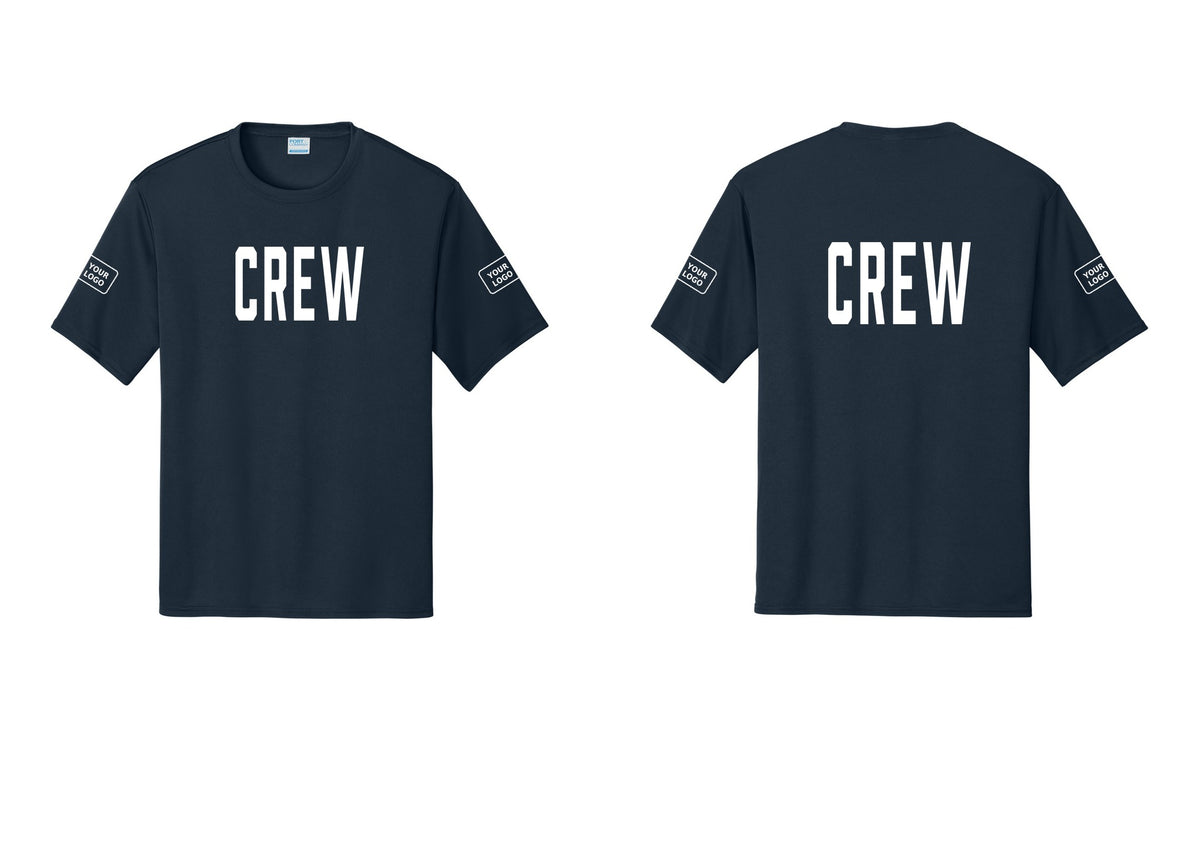 NYC Factory Custom Work Crew Uniform Performance Tee with Your Logo (Classic) - Front + Back + Your Logo Sleeves - Navy