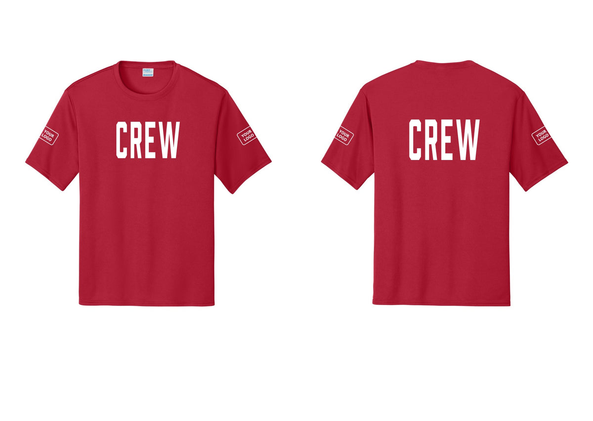 NYC Factory Custom Work Crew Uniform Performance Tee with Your Logo (Classic) - Front + Back + Your Logo Sleeves - Red