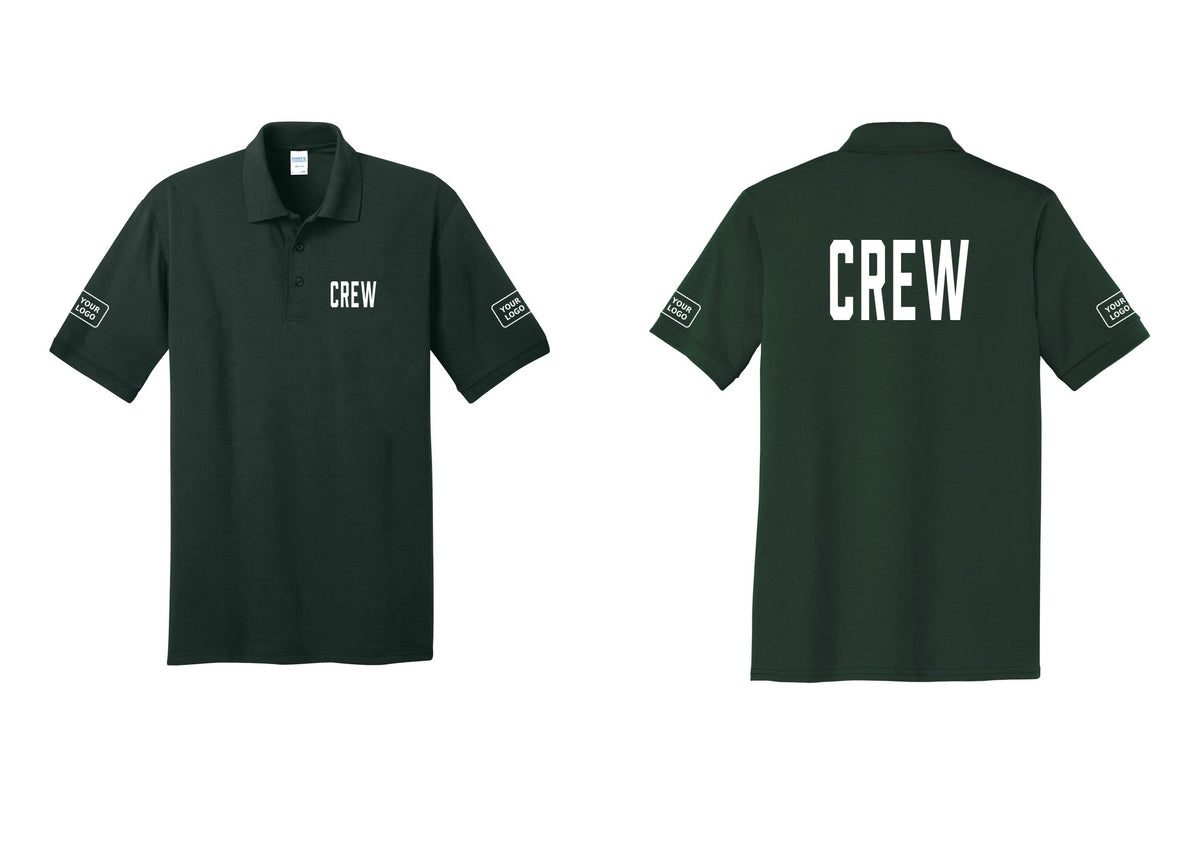 NYC Factory Custom Work Crew Uniform Polo Shirt with Your Logo (Classic) - Chest + Back + Your Logo Sleeves - Dark Green