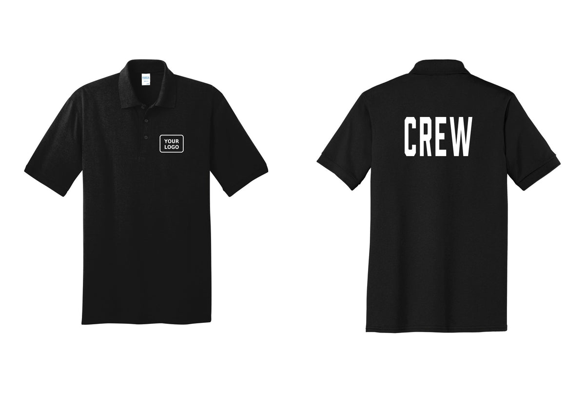 NYC Factory Custom Work Crew Uniform Polo Shirt with Your Logo (Classic) - Your Logo + Back - Black
