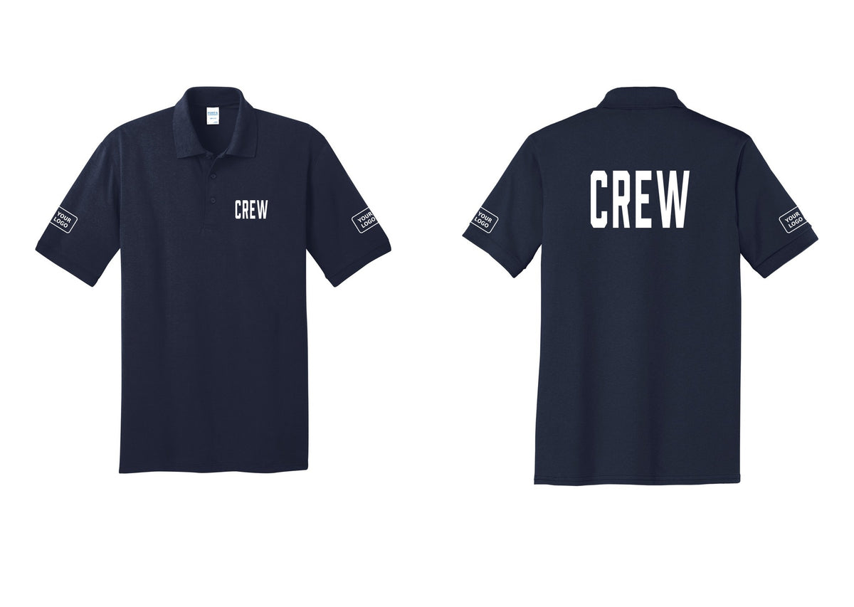 NYC Factory Custom Work Crew Uniform Polo Shirt with Your Logo (Classic) - Chest + Back + Your Logo Sleeves - Navy
