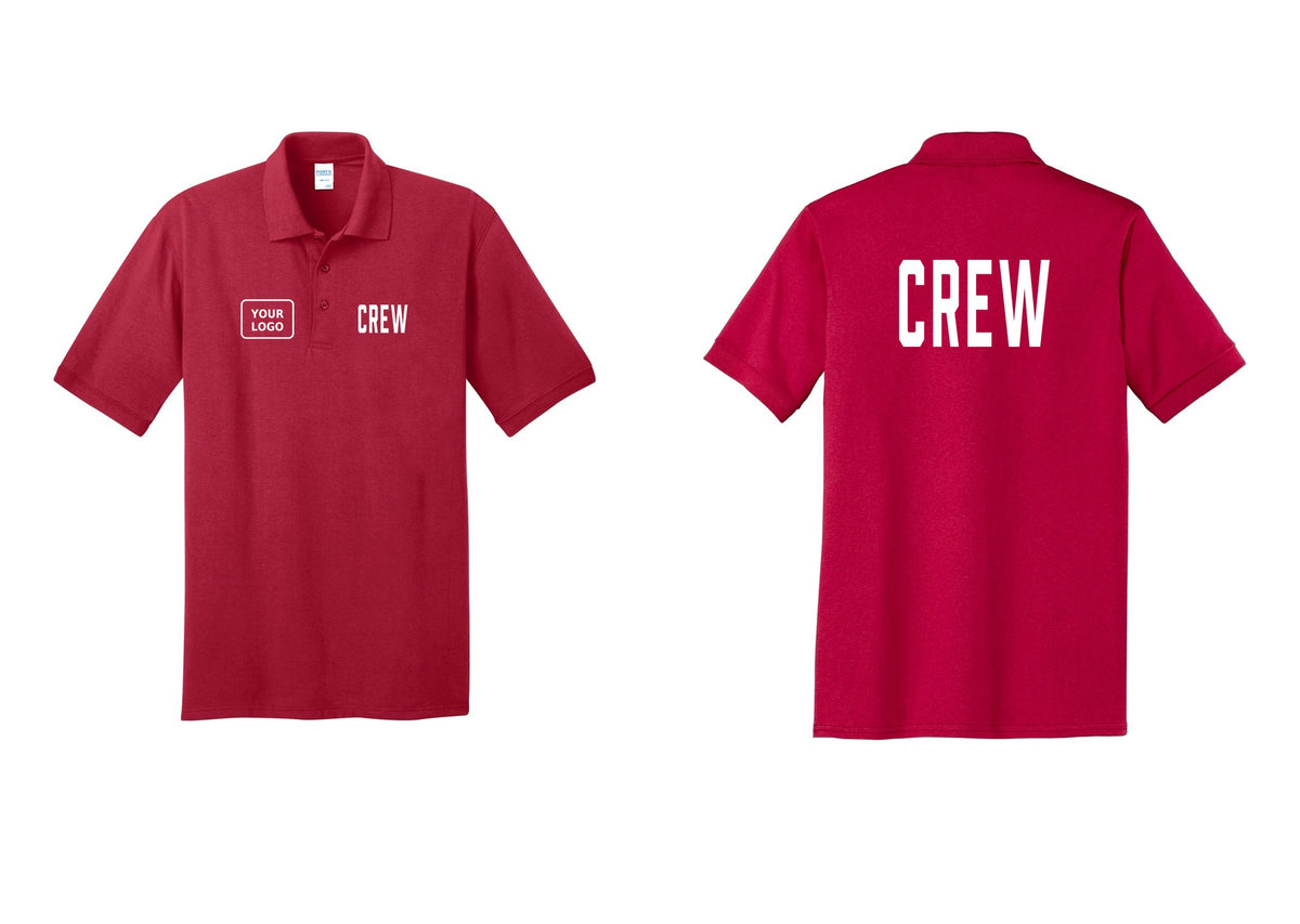 NYC Factory Custom Work Crew Uniform Polo Shirt with Your Logo (Classic) - CREW + Your Logo + Back - Red