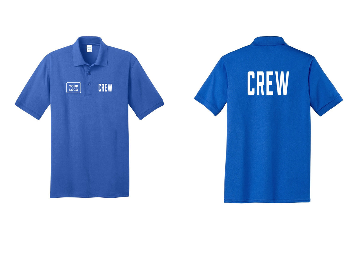 NYC Factory Custom Work Crew Uniform Polo Shirt with Your Logo (Classic) - CREW + Your Logo + Back - Royal