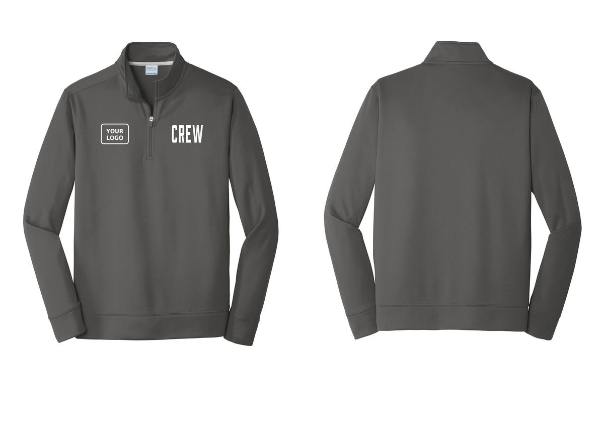 NYC Factory Custom Work Crew Uniform Performance Fleece 1/4-Zip Pullover Sweatshirt with Your Logo (Classic) - CREW + Your Logo - Charcoal