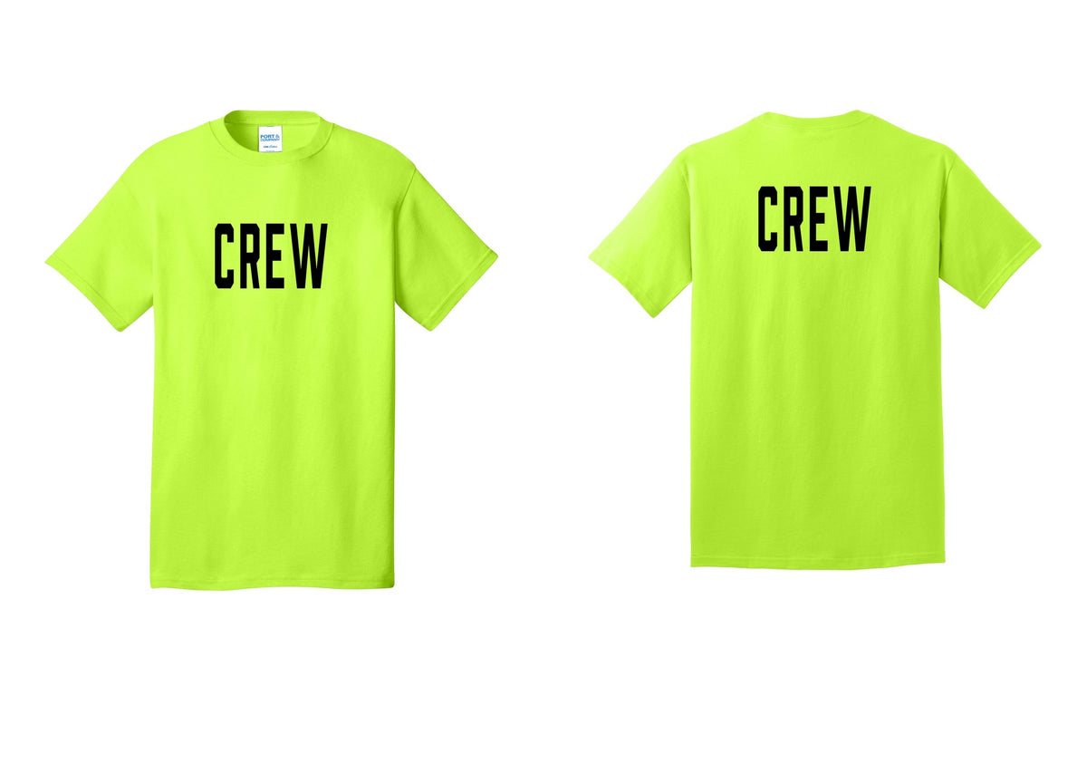 NYC Factory Crew T-Shirt, Condensed Lettering - Front + Back - Safety Green
