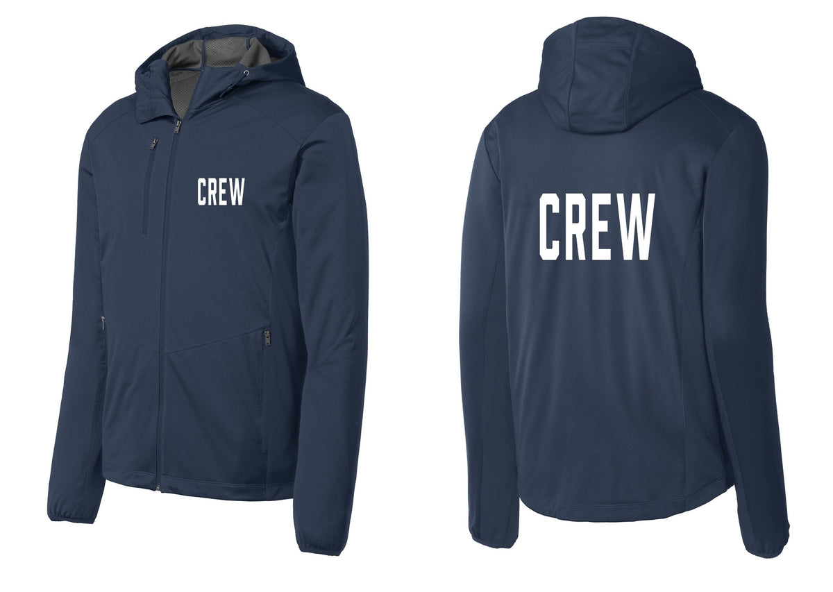 NYC Factory Crew Soft Shell Hooded Jacket for Event Staff & Production Teams (Classic) - Chest + Back - Dress Blue Navy