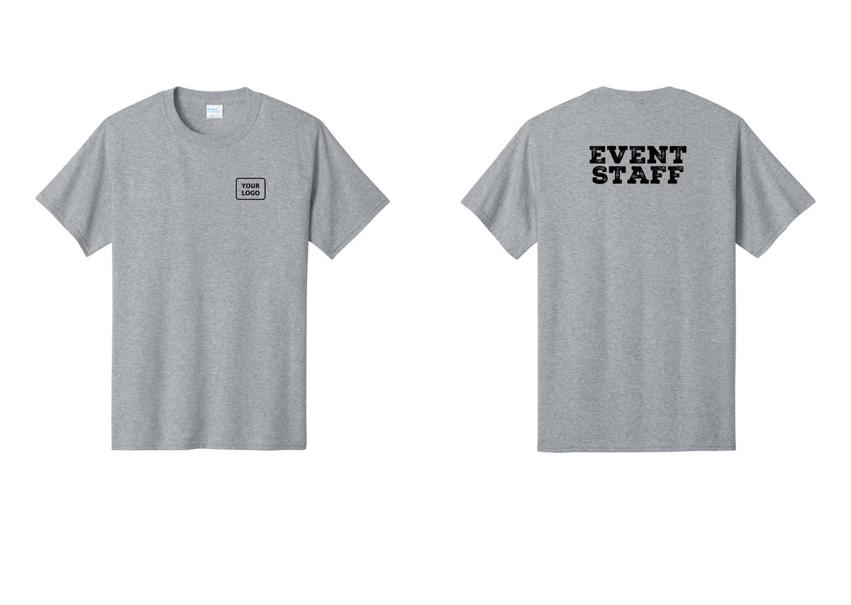 NYC Factory Custom Logo Event Staff T-Shirt - Your Logo + Back - Athletic Heather