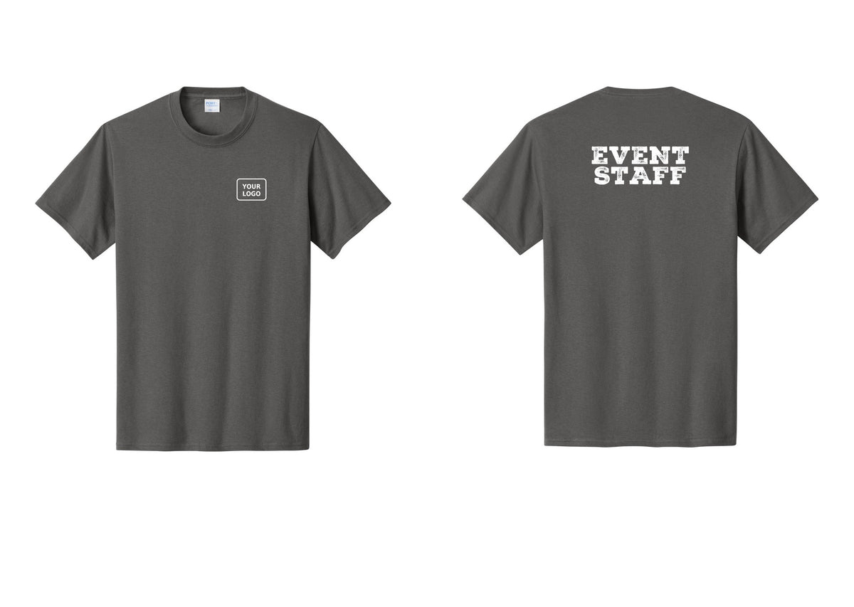 NYC Factory Custom Logo Event Staff T-Shirt - Your Logo + Back - Charcoal