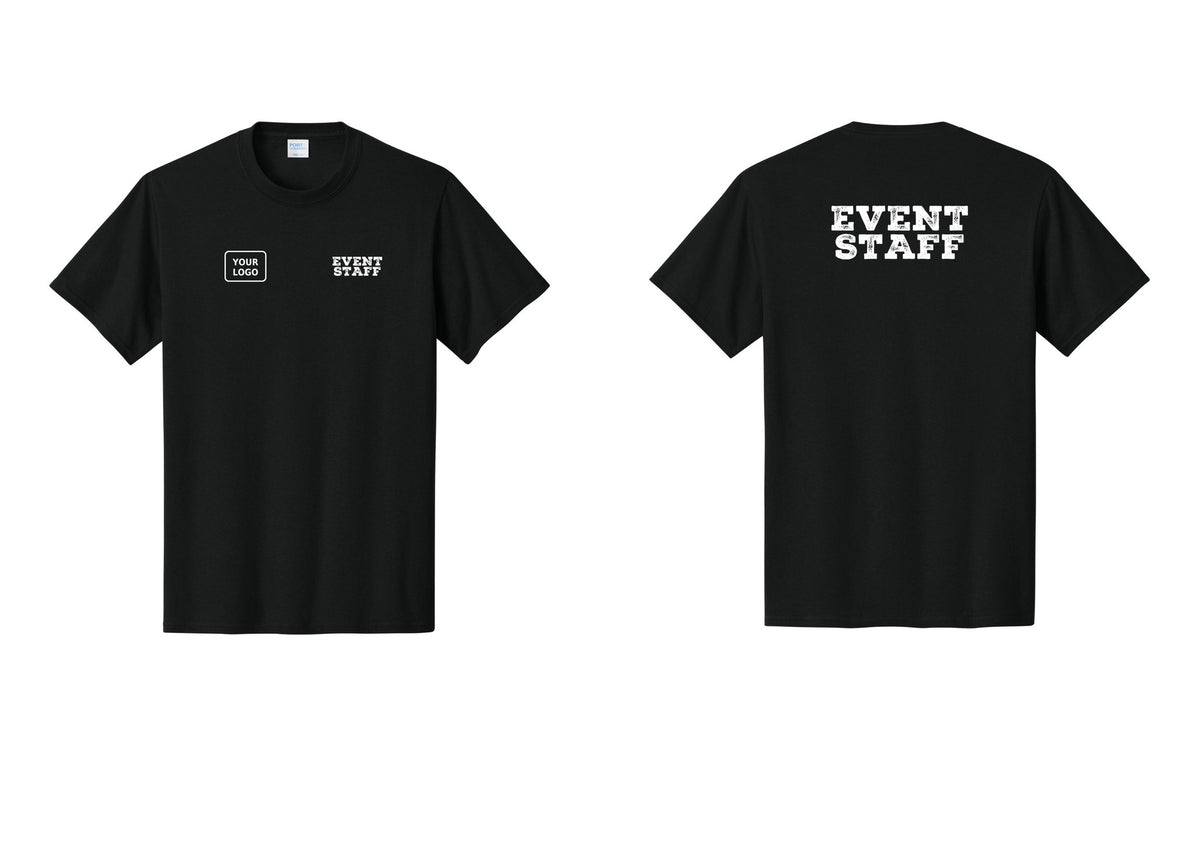 NYC Factory Custom Logo Event Staff T-Shirt - EVENT STAFF + Your Logo + Back - Black