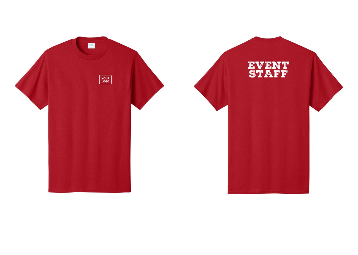 NYC Factory Custom Logo Event Staff T-Shirt - Your Logo + Back - Red
