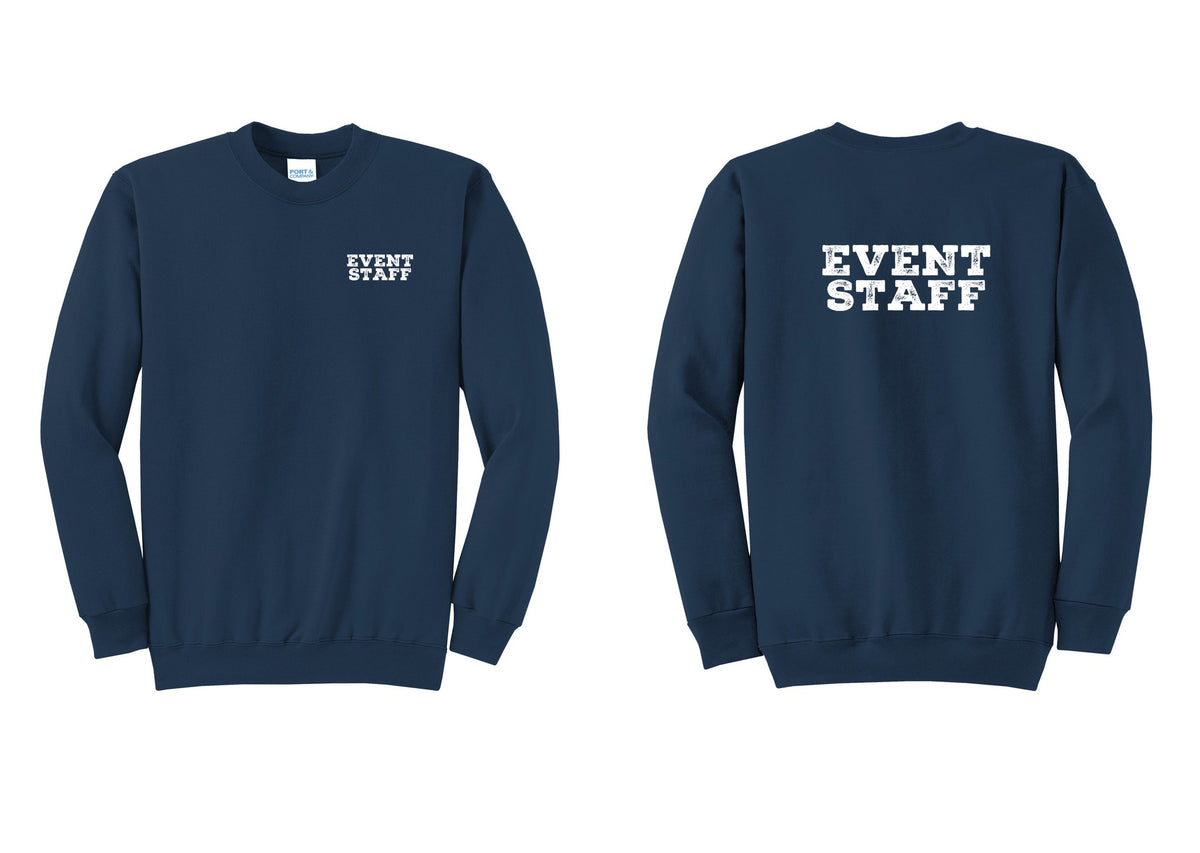 NYC Factory Event Staff Cotton Fleece Crewneck Sweatshirt (Rustic) - Chest + Back - Navy