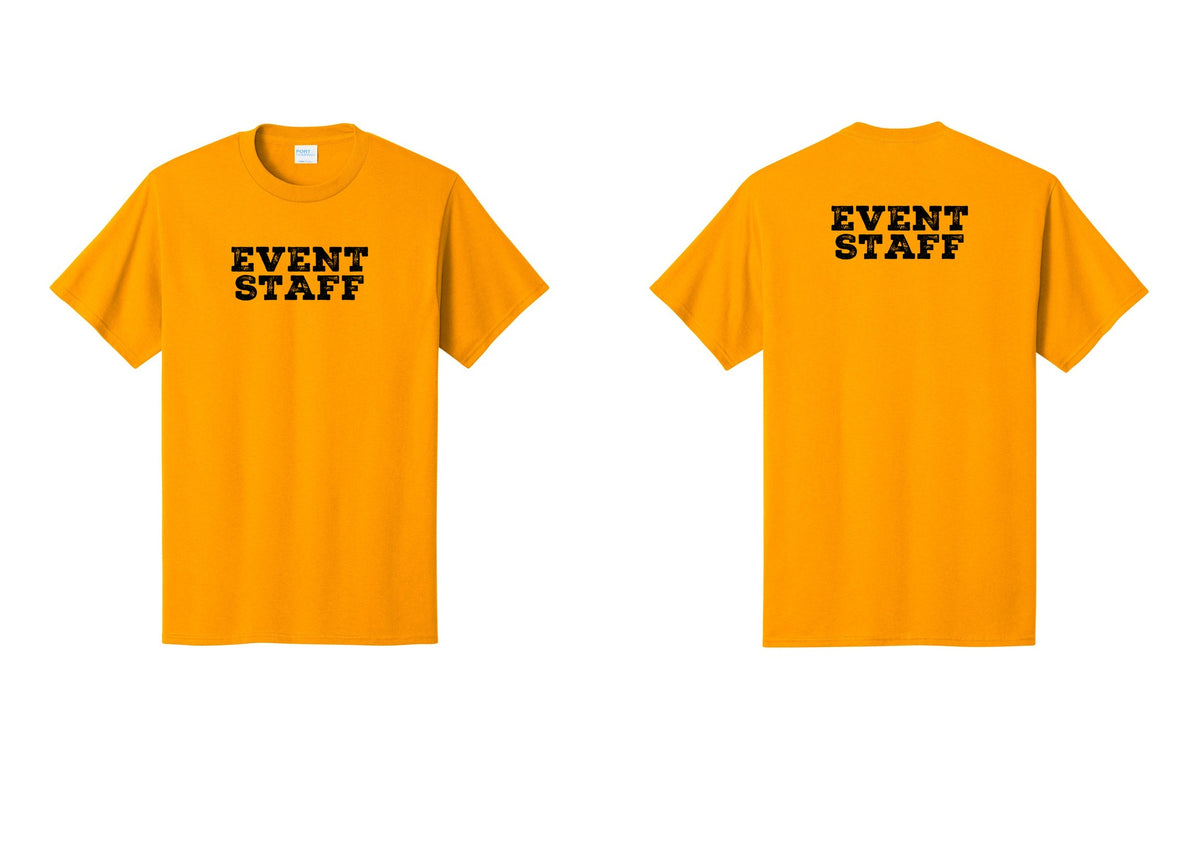 NYC Factory Event Staff T-Shirt - Front + Back - Gold