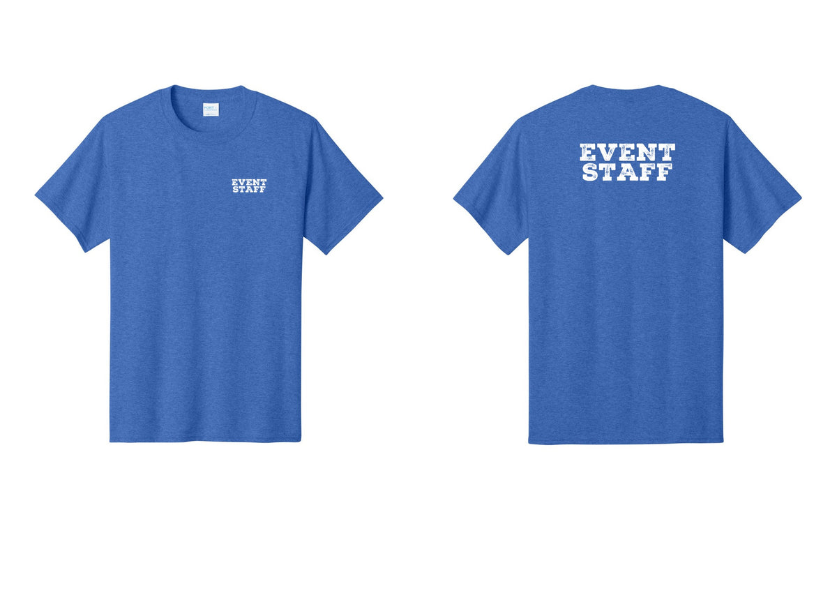 NYC Factory Event Staff T-Shirt - Chest + Back - Heather Royal