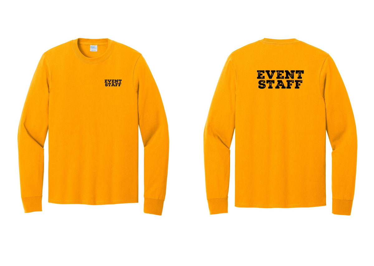 NYC Factory Event Staff Cotton Long Sleeve T-Shirt (Rustic) - Chest + Back - Gold