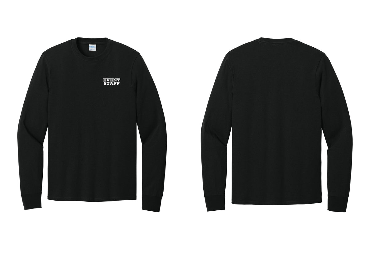 NYC Factory Event Staff Cotton Long Sleeve T-Shirt (Rustic) - Chest Only - Black