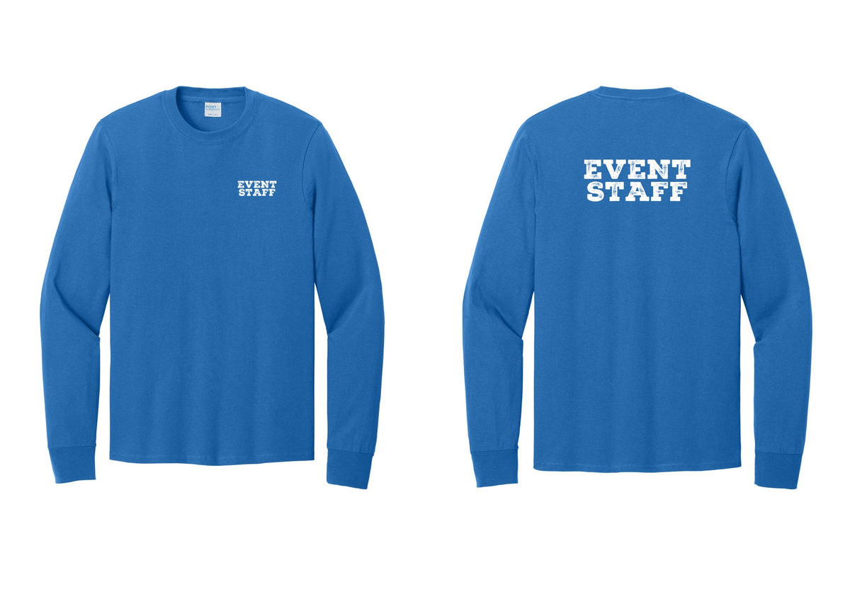 NYC Factory Event Staff Cotton Long Sleeve T-Shirt (Rustic) - Chest + Back - Royal