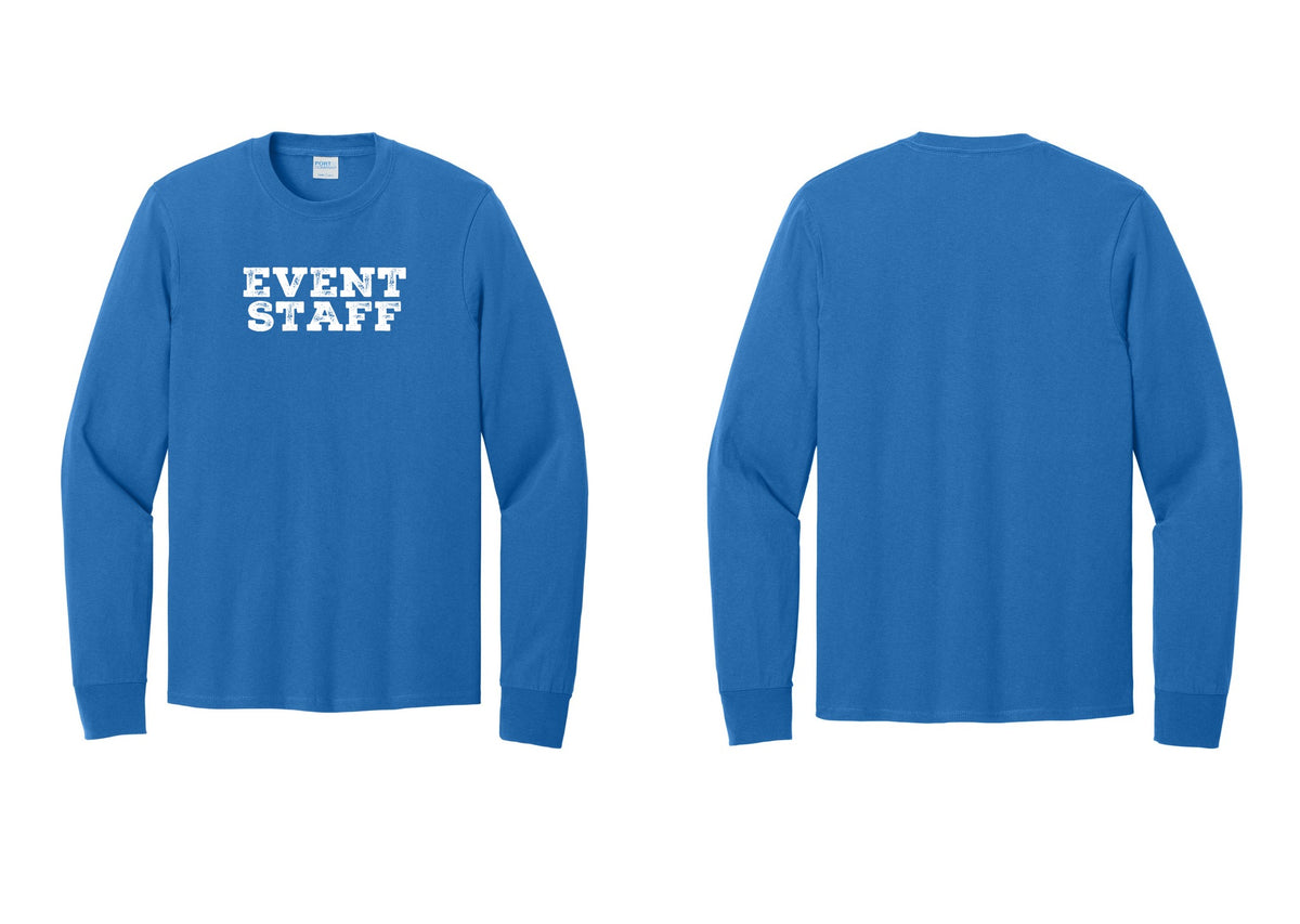 NYC Factory Event Staff Cotton Long Sleeve T-Shirt (Rustic) - Front Only - Royal