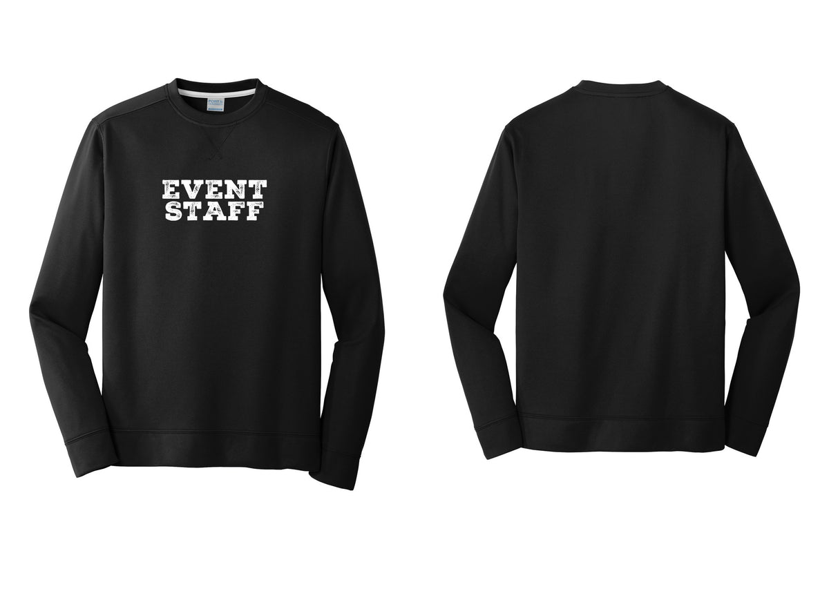 NYC Factory Event Staff Performance Fleece Crewneck Sweatshirt (Rustic) - Front Only - Black