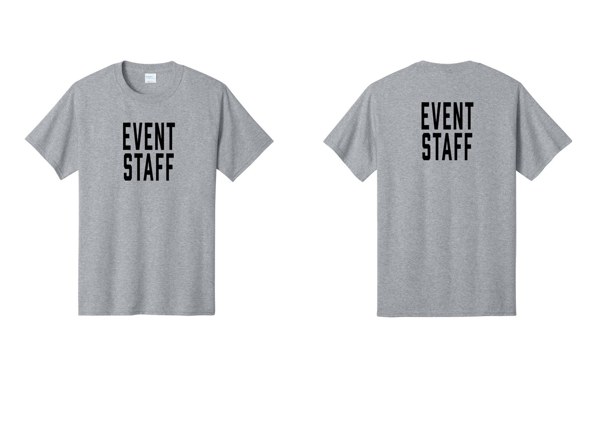 NYC Factory Event Staff T-Shirt, Condensed Lettering - Front + Back - Athletic Heather