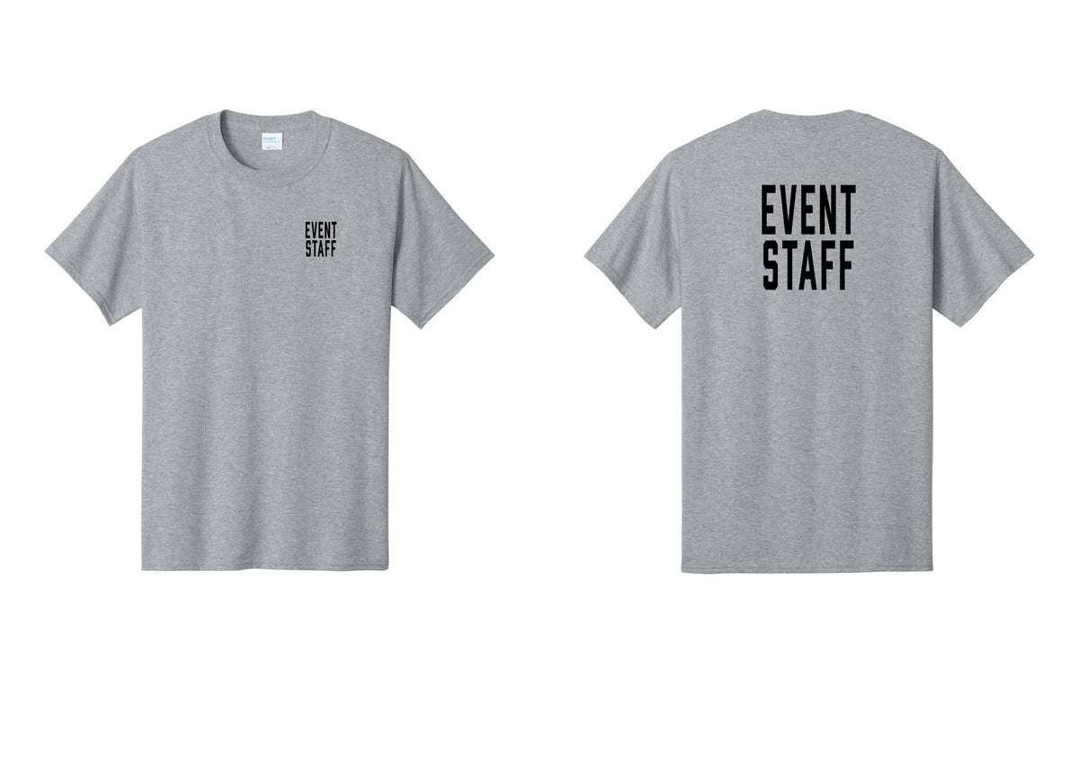 NYC Factory Event Staff T-Shirt, Condensed Lettering - Chest + Back - Athletic Heather