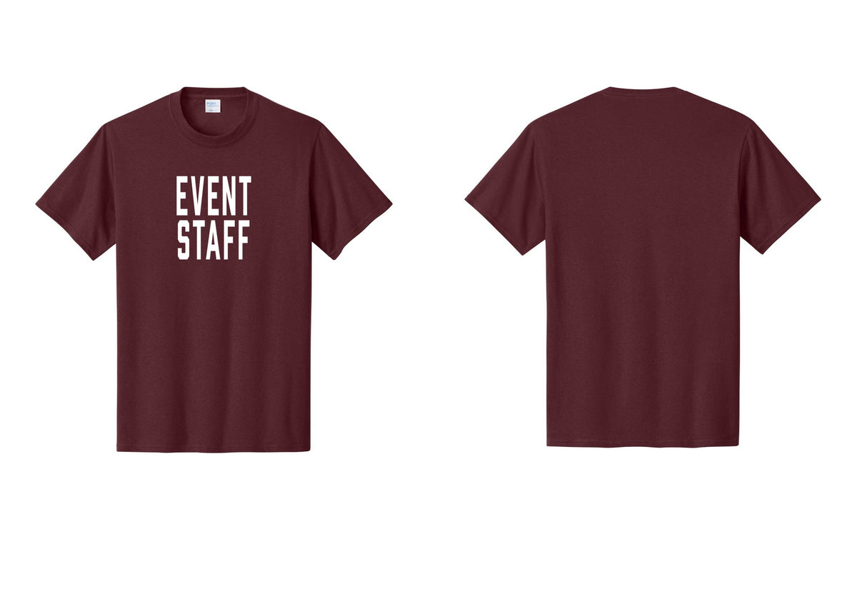 NYC Factory Event Staff T-Shirt, Condensed Lettering - Front Only - Athletic Maroon