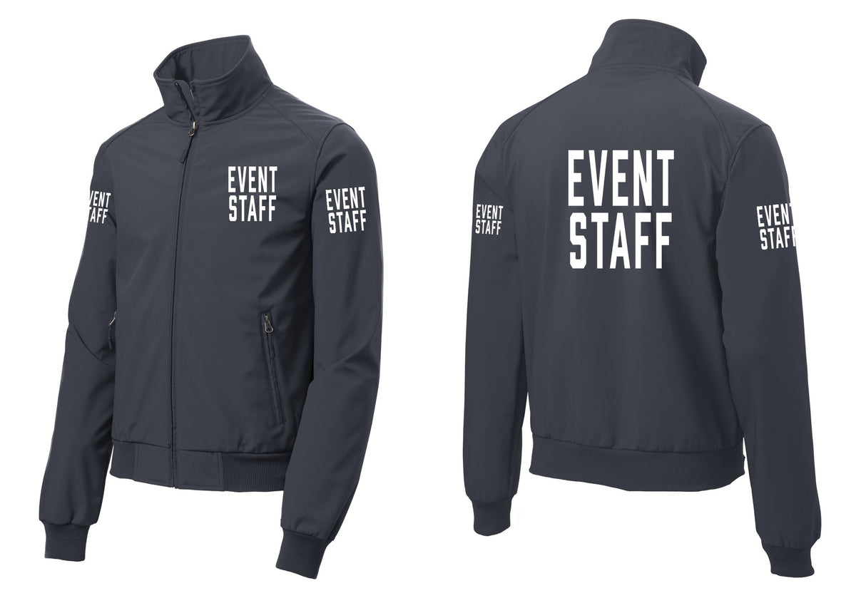 NYC Factory Event Staff Soft Shell Bomber Jacket (Classic) - Chest + Back + Event Staff Sleeves - Battleship Grey