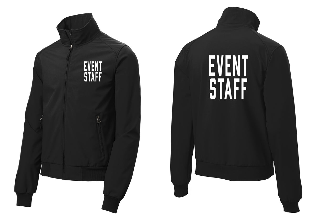 NYC Factory Event Staff Soft Shell Bomber Jacket (Classic) - Chest + Back - Black