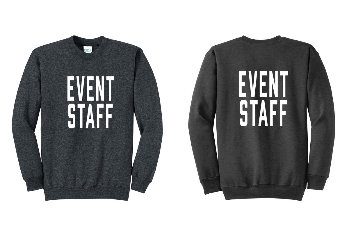 NYC Factory Event Staff Cotton Fleece Crewneck Sweatshirt (Classic) - Front + Back - Dark Heather Grey