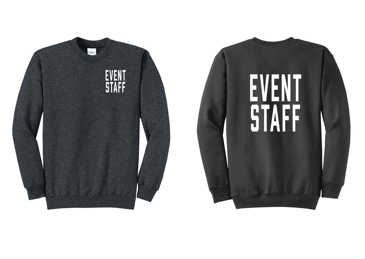 NYC Factory Event Staff Cotton Fleece Crewneck Sweatshirt (Classic) - Chest + Back - Dark Heather Grey
