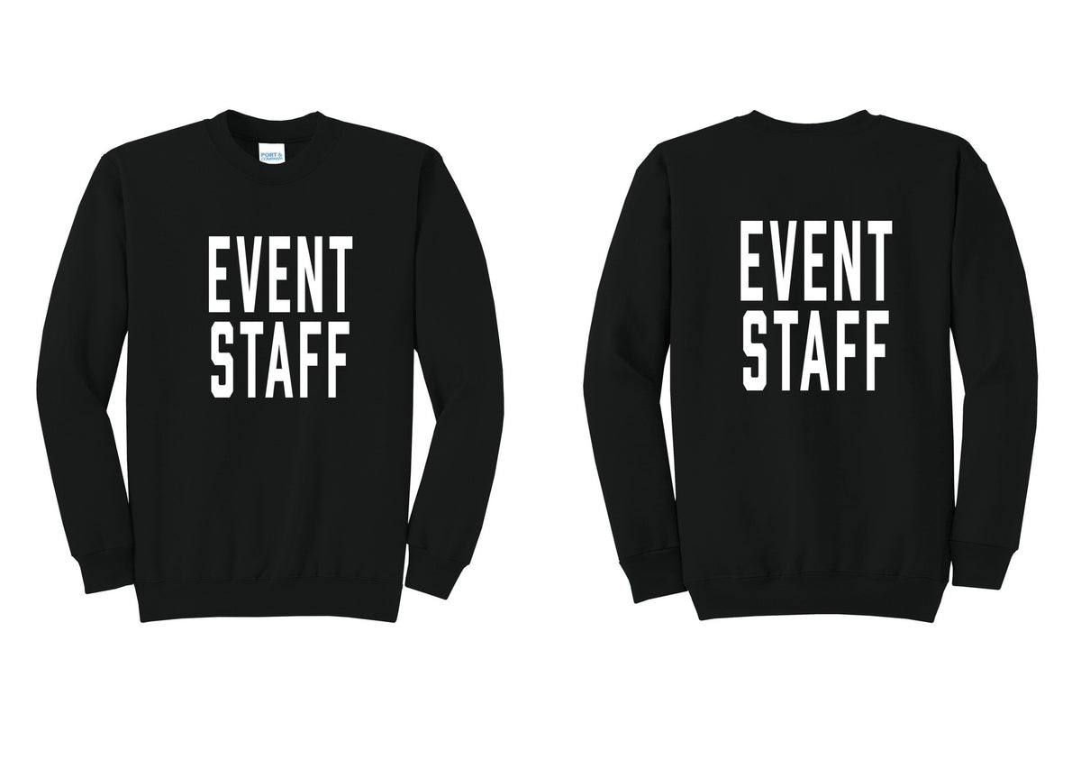 NYC Factory Event Staff Cotton Fleece Crewneck Sweatshirt (Classic) - Front + Back - Black