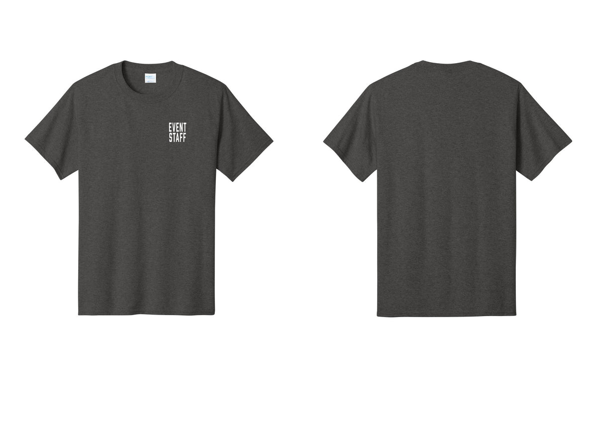 NYC Factory Event Staff T-Shirt, Condensed Lettering - Chest Only - Dark Heather Grey
