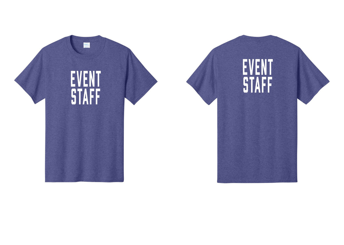 NYC Factory Event Staff T-Shirt, Condensed Lettering - Front + Back - Heather Purple
