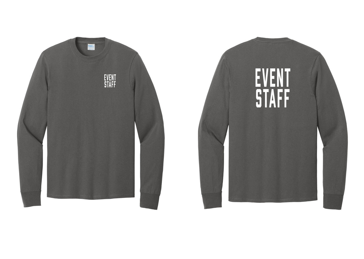 NYC Factory Event Staff Cotton Long Sleeve T-Shirt (Classic) - Chest + Back - Charcoal