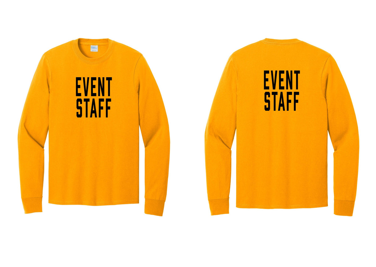 NYC Factory Event Staff Cotton Long Sleeve T-Shirt (Classic) - Front + Back - Gold