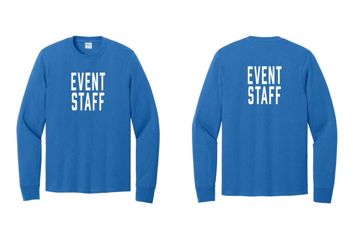 NYC Factory Event Staff Cotton Long Sleeve T-Shirt (Classic) - Front + Back - Royal