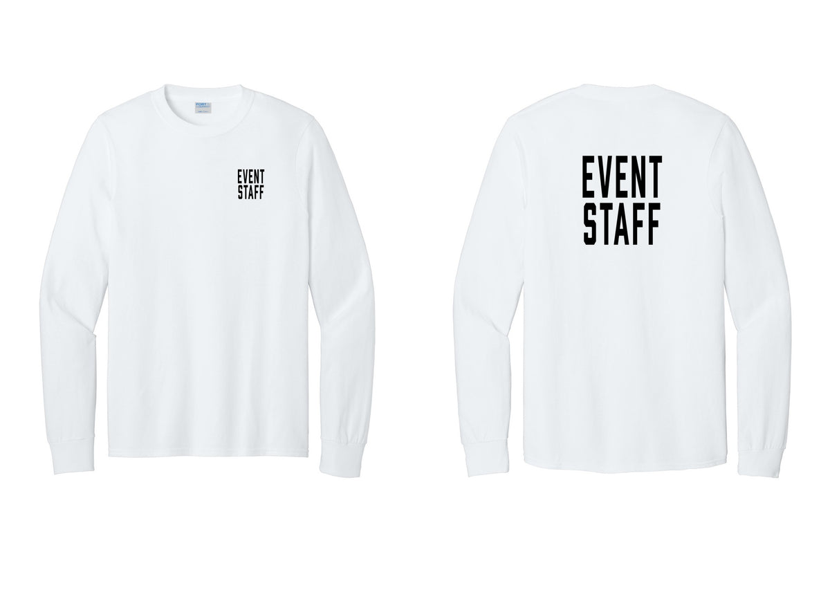 NYC Factory Event Staff Cotton Long Sleeve T-Shirt (Classic) - Chest + Back - White