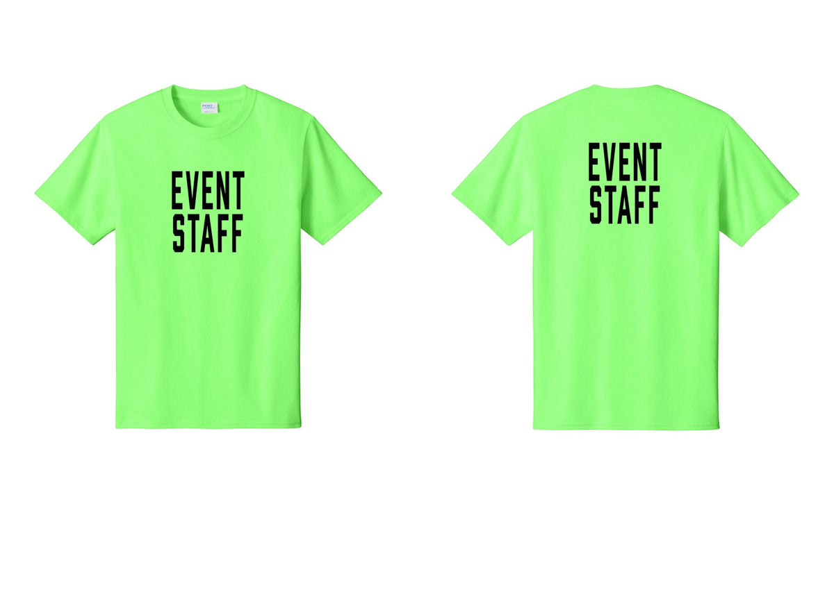 NYC Factory Event Staff T-Shirt, Condensed Lettering - Front + Back - Neon Green