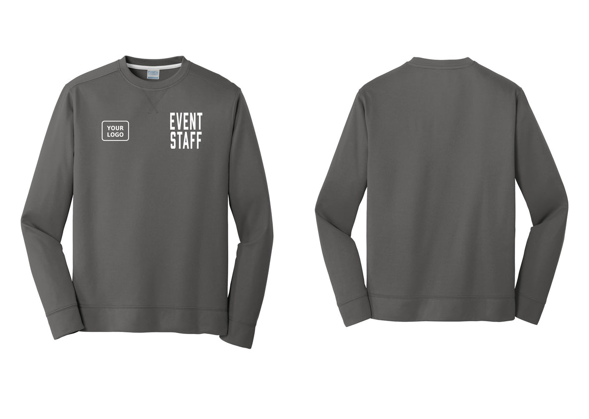 NYC Factory Custom Logo Event Staff Performance Fleece Crewneck Sweatshirt (Classic) - EVENT STAFF + Your Logo - Charcoal