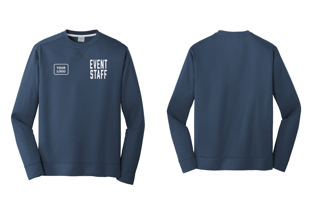 NYC Factory Custom Logo Event Staff Performance Fleece Crewneck Sweatshirt (Classic) - EVENT STAFF + Your Logo - Navy
