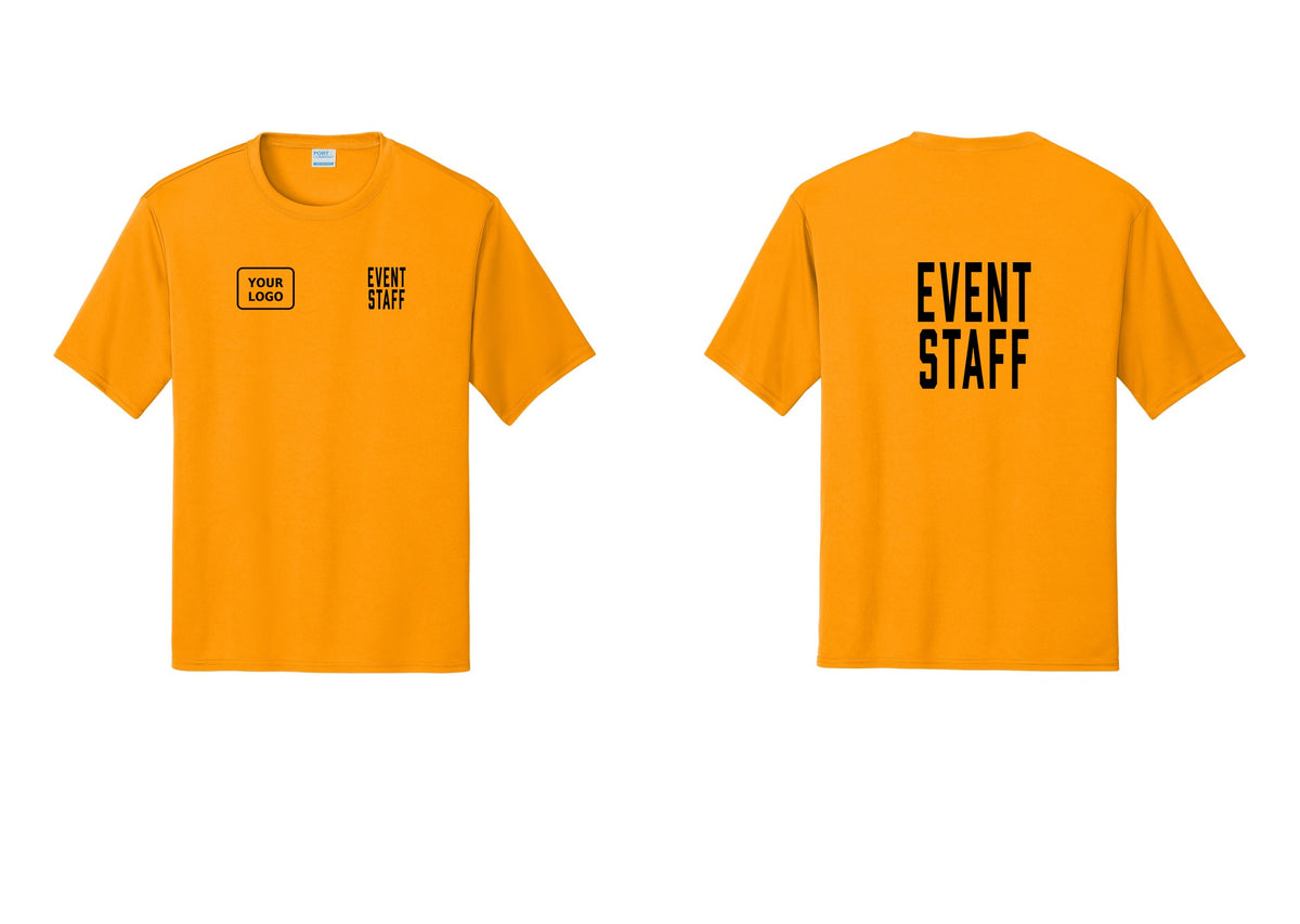 NYC Factory Custom Logo Event Staff Performance T-Shirt (Classic) - EVENT STAFF + Your Logo + Back - Gold
