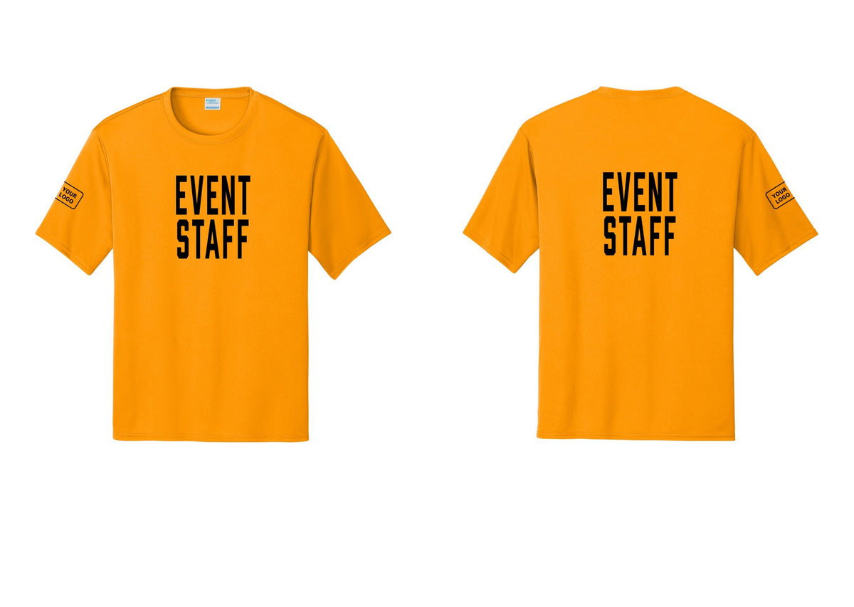 NYC Factory Custom Logo Event Staff Performance T-Shirt (Classic) - Front + Back + Your Logo Sleeve - Gold