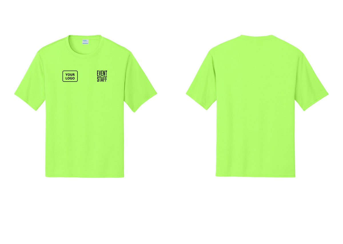 NYC Factory Custom Logo Event Staff Performance T-Shirt (Classic) - EVENT STAFF + Your Logo - Neon Green