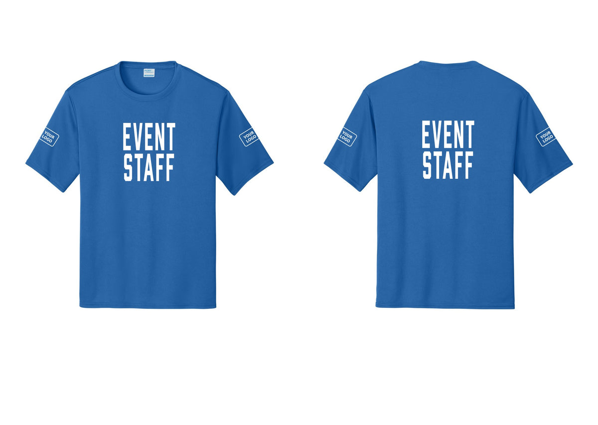 NYC Factory Custom Logo Event Staff Performance T-Shirt (Classic) - Front + Back + Your Logo Sleeves - Royal
