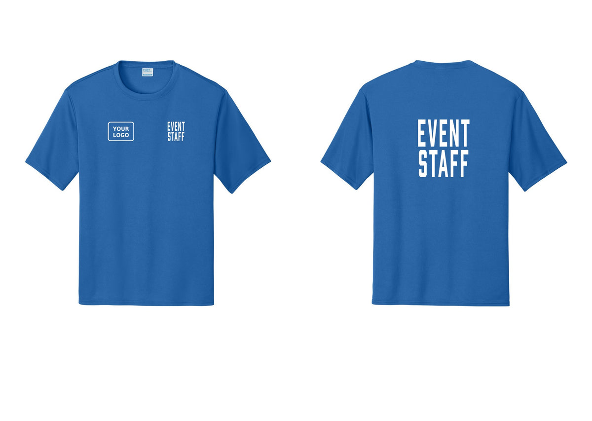 NYC Factory Custom Logo Event Staff Performance T-Shirt (Classic) - EVENT STAFF + Your Logo + Back - Royal