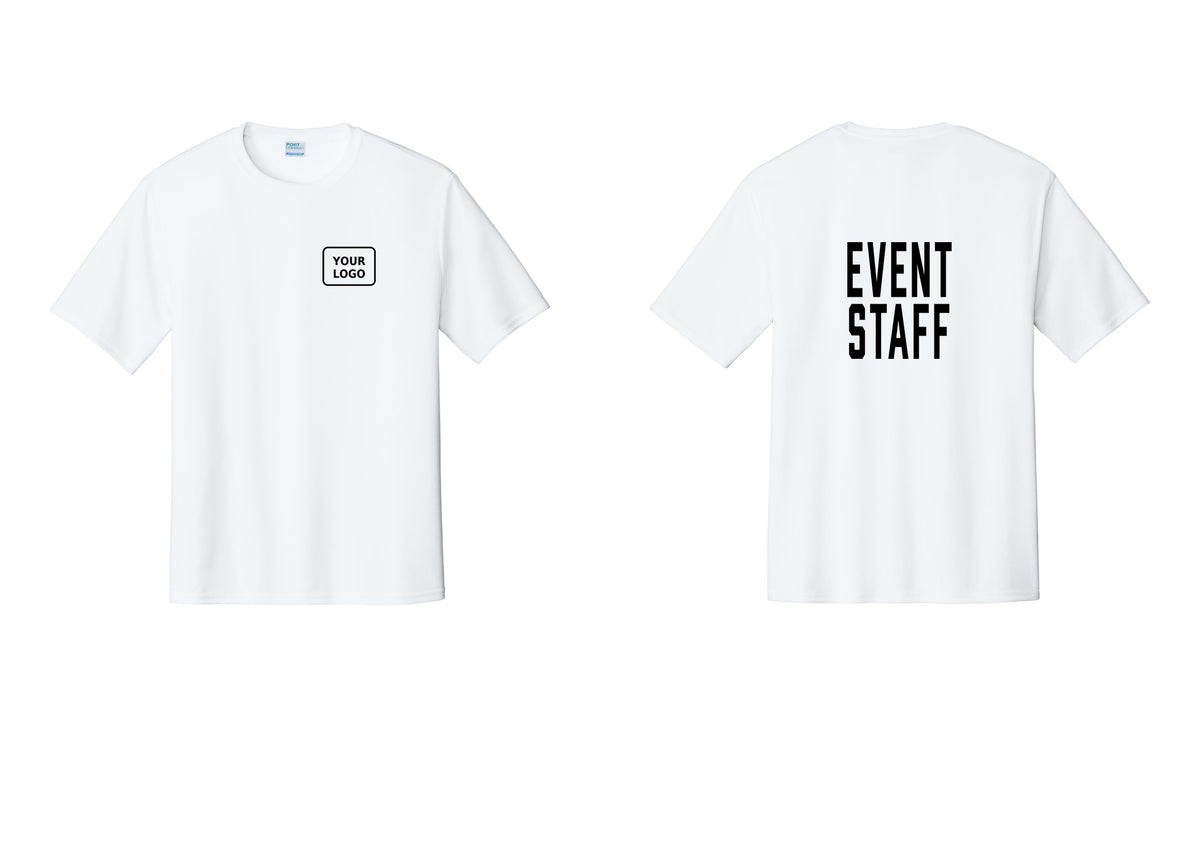NYC Factory Custom Logo Event Staff Performance T-Shirt (Classic) - Your Logo + Back - White