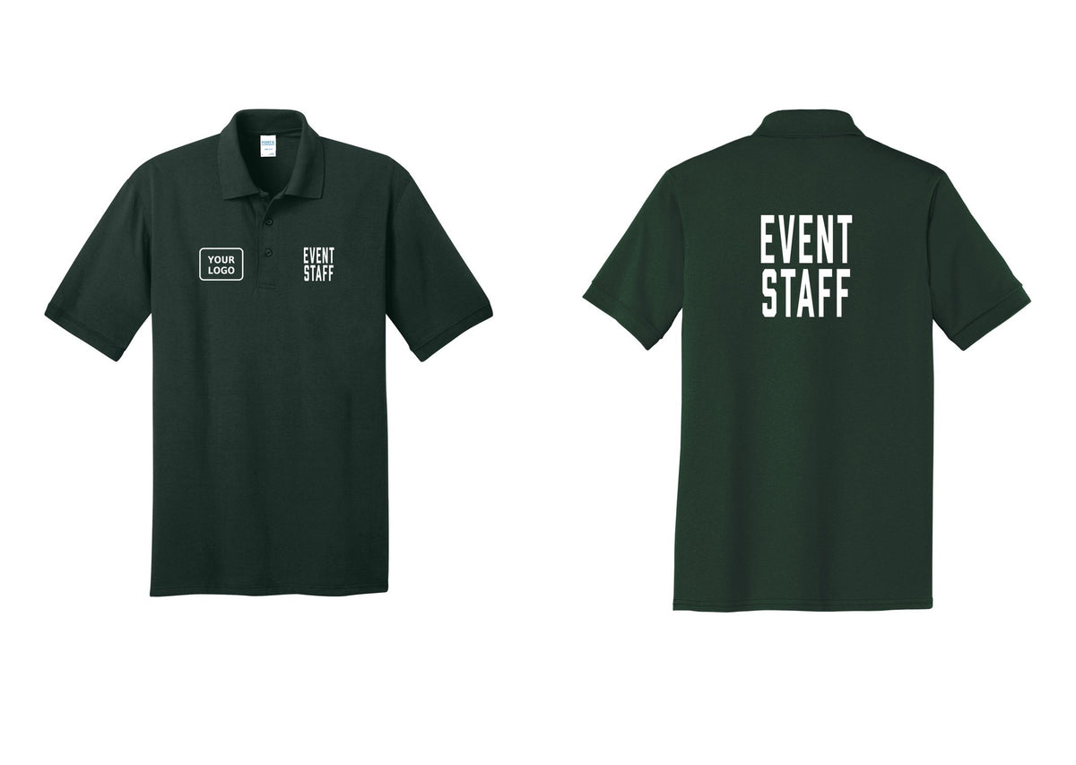 NYC Factory Custom Logo Event Staff Polo Shirt (Classic) - EVENT STAFF + Your Logo + Back - Dark Green