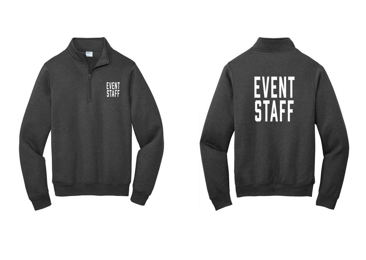 NYC Factory Event Staff Cotton Fleece 1/4-Zip Pullover Sweatshirt (Classic) - Chest + Back - Dark Heather Grey