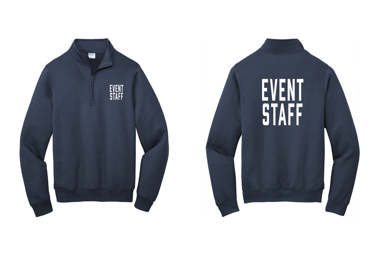 NYC Factory Event Staff Cotton Fleece 1/4-Zip Pullover Sweatshirt (Classic) - Chest + Back - Navy