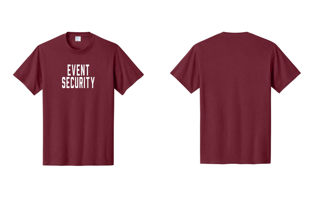 NYC Factory Event Security T-Shirt for Venues & Crowd Management (Classic) - Front Only - Cardinal